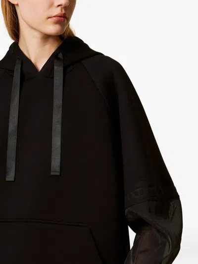 Twinset Sweat-shirt En Scuba Et Organza In Black