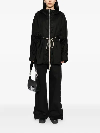 Rick Owens Padded Black Jacket With High Collar In Black