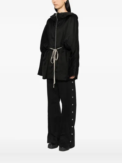 Rick Owens Padded Black Jacket With High Collar In Black