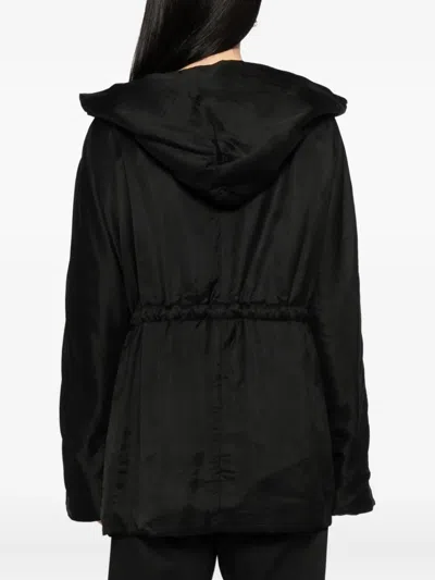 Rick Owens Padded Black Jacket With High Collar In Black