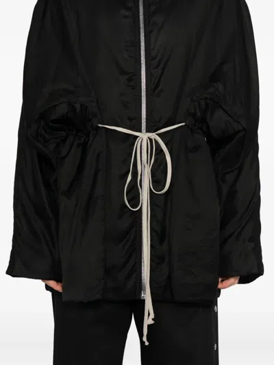 Rick Owens Padded Black Jacket With High Collar In Black
