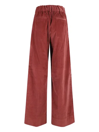 Myths Elasticized Corduroy Trousers With Straight Leg Design In Red