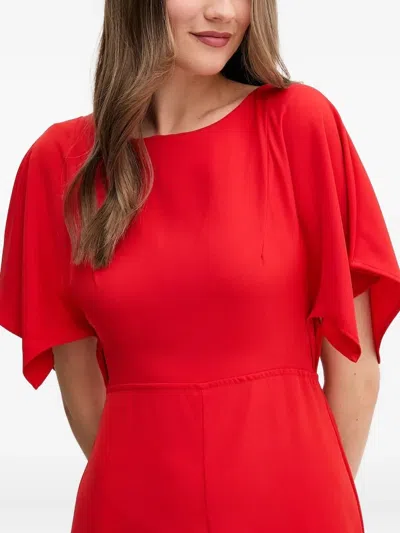 Sandro Ferrone Flutter-sleeve Midi Dress In Red