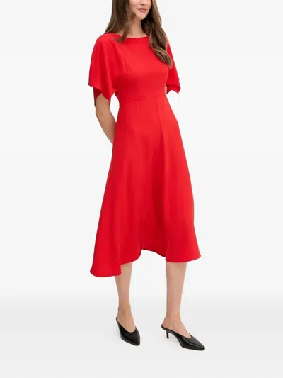 Sandro Ferrone Flutter-sleeve Midi Dress In Red