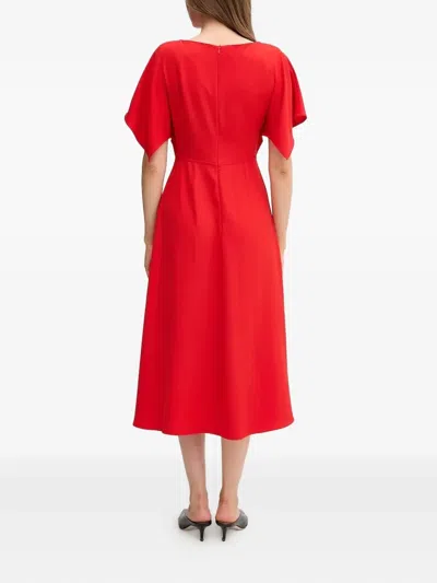 Sandro Ferrone Flutter-sleeve Midi Dress In Red