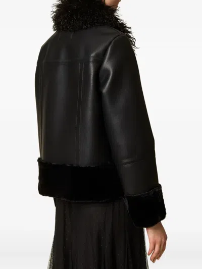 Twinset Faux-leather Coat In Black