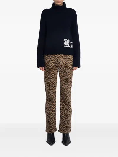 Zadig & Voltaire Leopard Print Casual Pants In Black