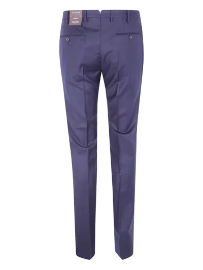 Incotex Flat-front Cotton Trousers In Blue