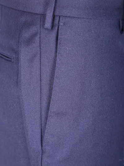 Incotex Flat-front Cotton Trousers In Blue