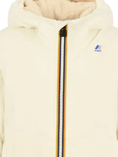 K-way Ivory Jacket For Kids With Logo In Neutral
