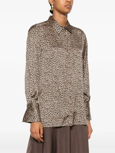 Pennyblack Leopard-print Button-up Shirt In Brown
