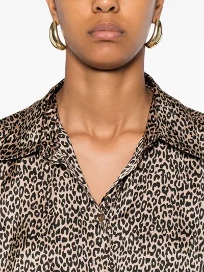 Pennyblack Leopard-print Button-up Shirt In Brown