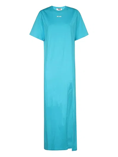 LOGO印花侧开衩超长连衣裙