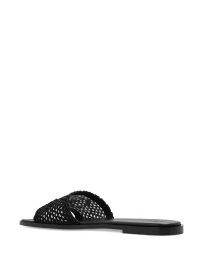 Chloé Soleil Woven Strap Flat Sandals In Black