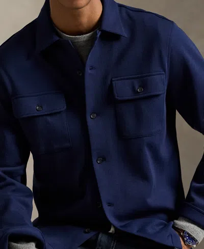 Polo Ralph Lauren Men's Double-knit Camp Shirt In Blue