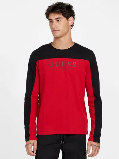 Guess Factory Eco Rey Crewneck Long-sleeve Tee In Red