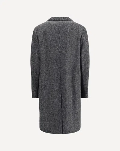 Givenchy Men Wool Blend Coat With Herringbone Motif In Multi