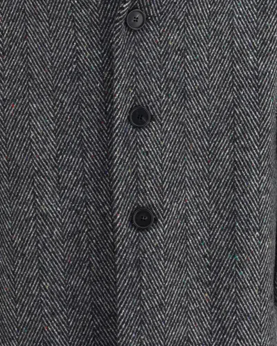 Givenchy Men Wool Blend Coat With Herringbone Motif In Multi