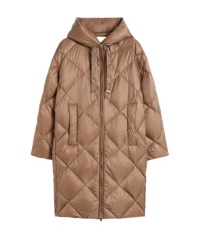 Max Mara Down Jacket In Iridescent Water-repellent Fabric In Brown