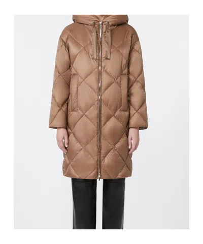 Max Mara Down Jacket In Iridescent Water-repellent Fabric In Brown