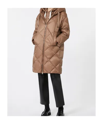 Max Mara Down Jacket In Iridescent Water-repellent Fabric In Brown