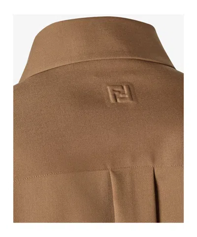 Fendi Luxurious Wool Long Sleeve Shirt In Brown