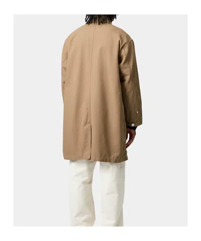 Carhartt Long Sleeve Collared Coat Front Pockets In Brown