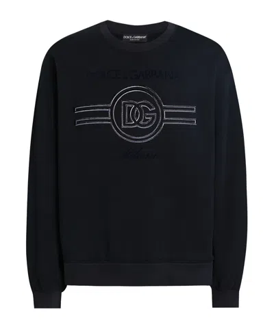 Dolce & Gabbana Sweatshirt With Embroidery In Blue