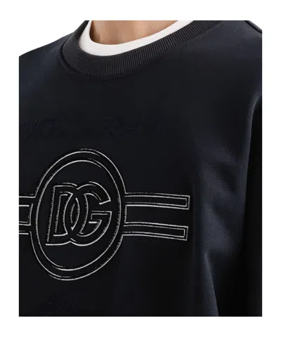 Dolce & Gabbana Sweatshirt With Embroidery In Blue