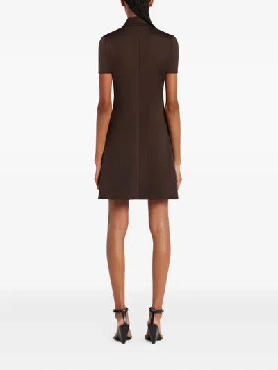 Courrèges Mini Dress With High Collar And Pockets In Brown
