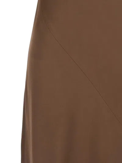 Antonelli Mara Brown Long Dress With Draped Neckline In Acetate Blend Woman In Brown