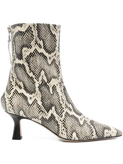 Aeyde 70mm Elina Snake-print Pointed-toe Ankle Boots In Neutral