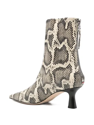 Aeyde 70mm Elina Snake-print Pointed-toe Ankle Boots In Neutral