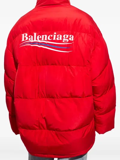 Balenciaga Nylon Puffer Jacket With Extractable Hood In Red