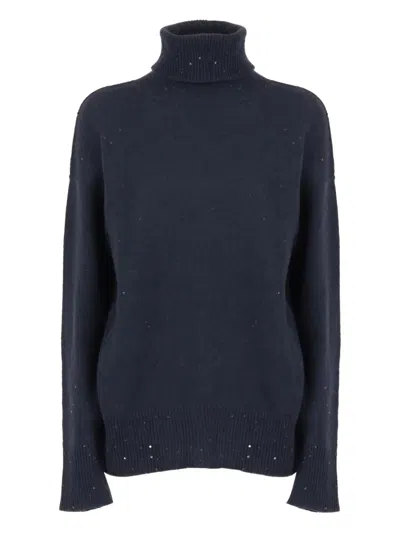 Lorena Antoniazzi Sequin-embellished Turtleneck Sweater In Blue