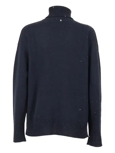 Lorena Antoniazzi Sequin-embellished Turtleneck Sweater In Blue