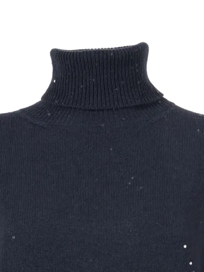 Lorena Antoniazzi Sequin-embellished Turtleneck Sweater In Blue