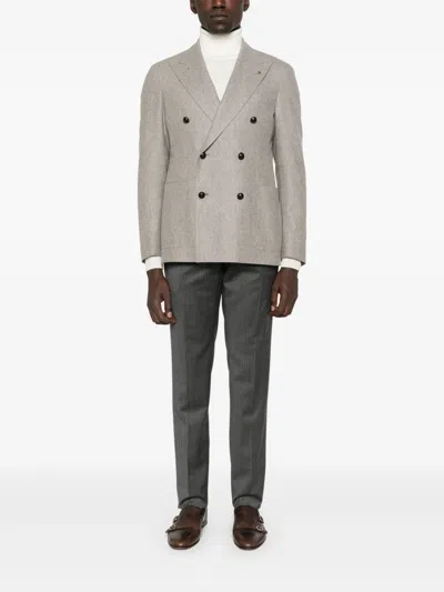 Tagliatore Double-breasted Blazer In Gray