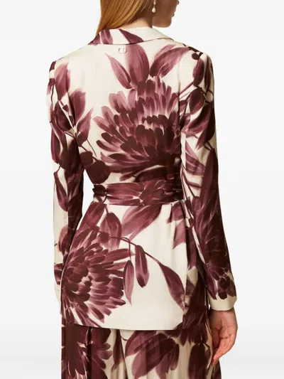 Twinset Floral-print Belted Blazer In Multi