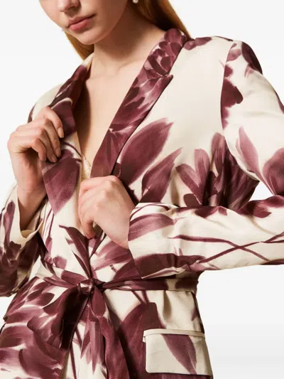 Twinset Floral-print Belted Blazer In Multi
