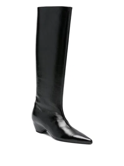 Khaite 30mm Sybil Leather Knee-high Boots In Black