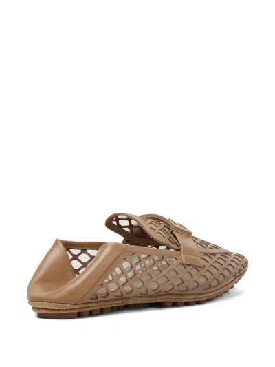 Fendi Laser-cut Leather Loafers In Brown