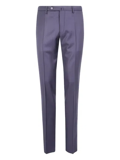 Incotex Flat-front Cotton Trousers In Blue