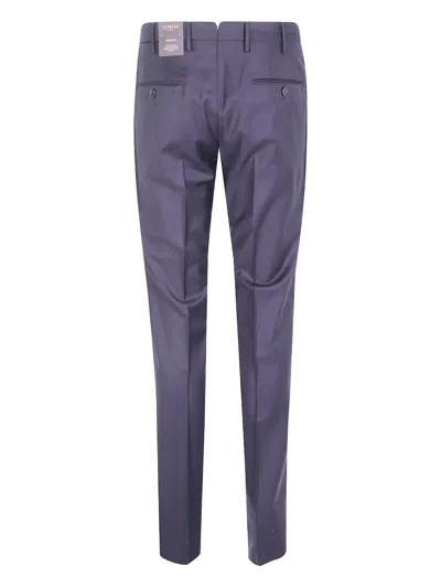 Incotex Flat-front Cotton Trousers In Blue