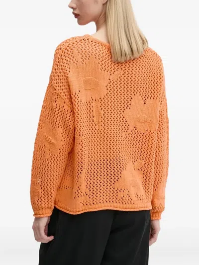 Desigual Flower-pattern Open-knit Sweater In Multi