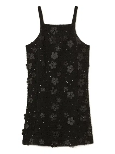 Twinset Boucl Short Dress With Embroidery In Black