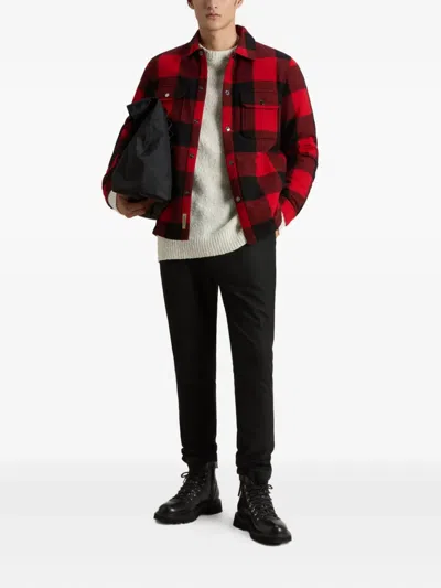 Woolrich Check-pattern Wool-blend Shirt Jacket In Red