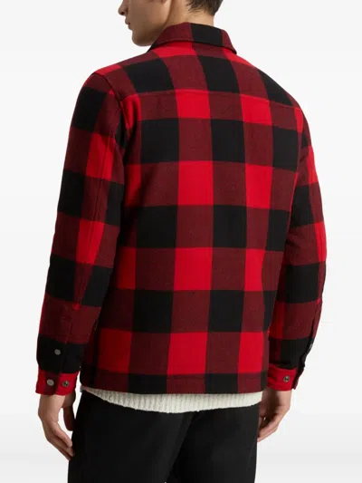 Woolrich Check-pattern Wool-blend Shirt Jacket In Red