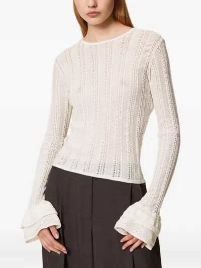 Twinset Pull Ajusté Avec Volants In White