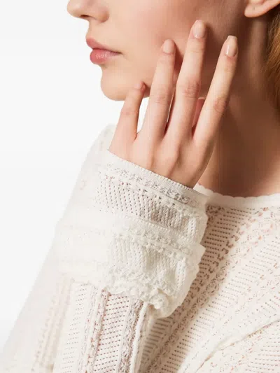 Twinset Pull Ajusté Avec Volants In White